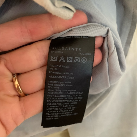 All Saints Suede Balfern Biker Jacket in Luna Blue - Picture 11 of 14